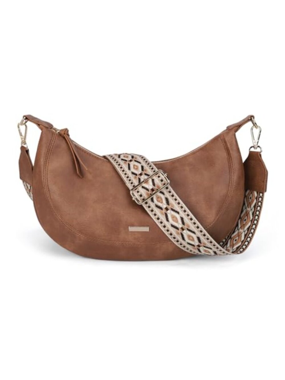 Faux Leather Crossbody Hobo Bag with Card Slots, Vegan Leather Purse